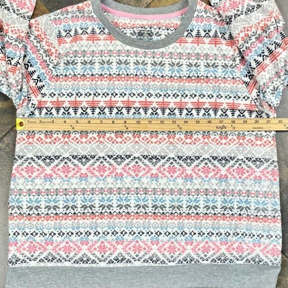 Cuddl Duds Honeycomb Fleece Pajama Top & Pajama Joggers Set Cream Fairisle PXL - Picture 4 of 12